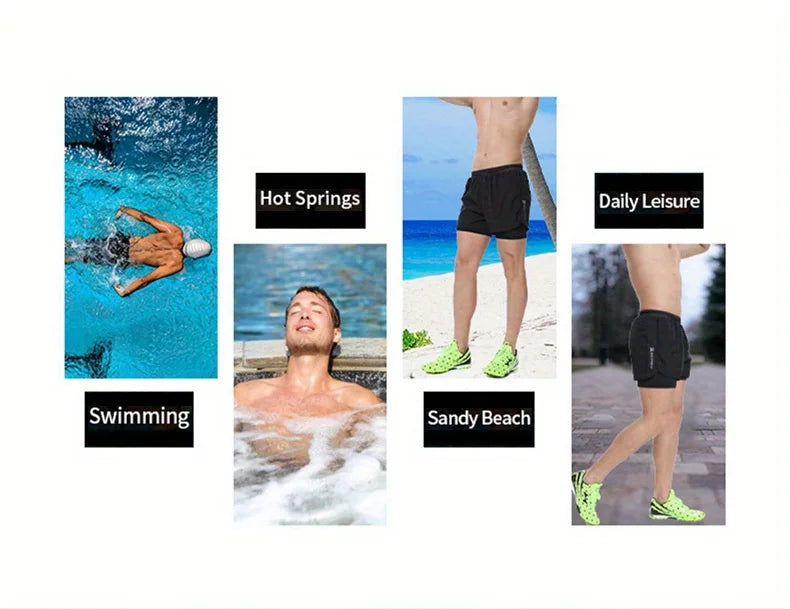 5/1Men's Aloe Pants Athletic Shorts Two-Layer Swim Trunks: Stylish, Quick-Drying & Comfortably Fit for Beach, Pool & Hot Spring!