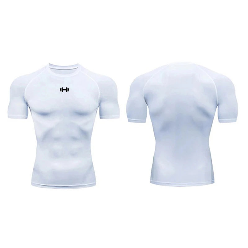 Compression T Shirt Men Summer Sportswear Running T-shirt Elastic Quick Dry Sport Tops Tee Athletic Gym Workout Shirts Men