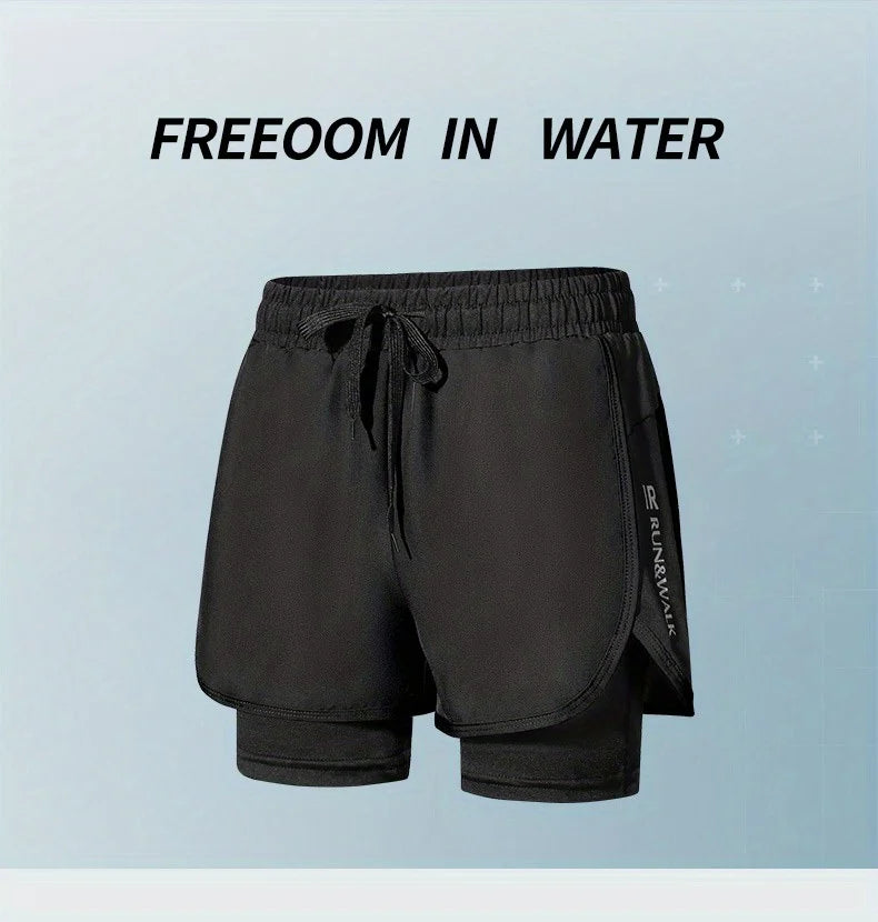 5/1Men's Aloe Pants Athletic Shorts Two-Layer Swim Trunks: Stylish, Quick-Drying & Comfortably Fit for Beach, Pool & Hot Spring!