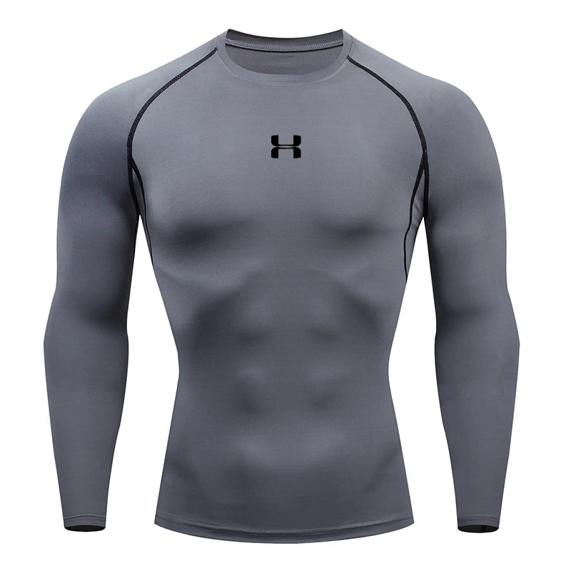 Men Running Compression T-shirt Long sleeves Sport Tees Gym Fitness Sweatshirt Male Jogging Tracksuit Homme Athletic Shirt Tops